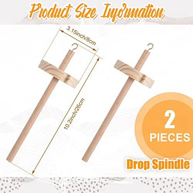 2Pc DIY Drop Spindle Top Whorl Yarn Spinner Hand Wooden Spinning Wheel For Yarn Making Spindle For Beginners Sewing