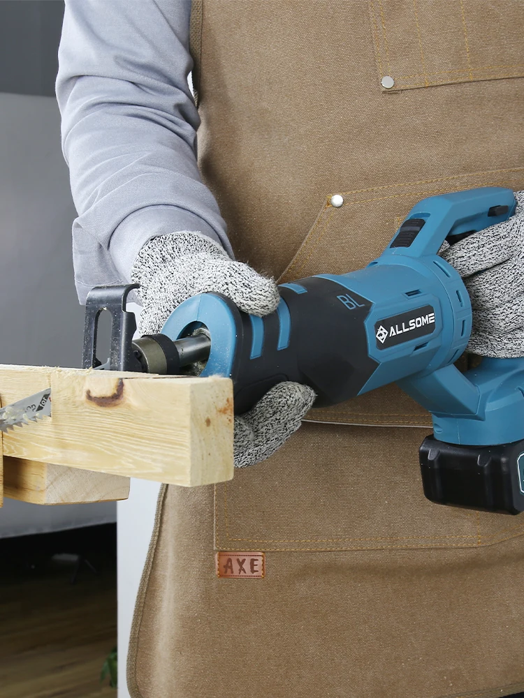 Allsome 21V Akku-Säbels äge mit 3 Sägeblättern Holz/Metall/PVC-Pfahl schneid säge – Detail 7