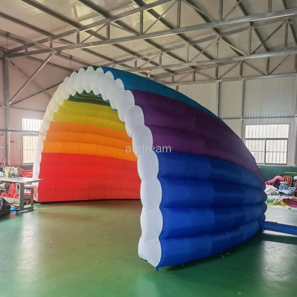 

Sale Colorful Rainbow Inflatable Stage Cover Tent Outdoor Events Shell Dome tent Canopy Rainproof For Event Concert Decoration