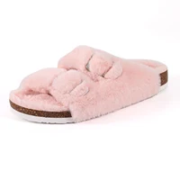 Crestar Fur Fuzzy Cork Slippers For Women Fashion Plush Open Toe Clogs Slippers Winter Warm Fluffy Slippers Furry House Slides 1