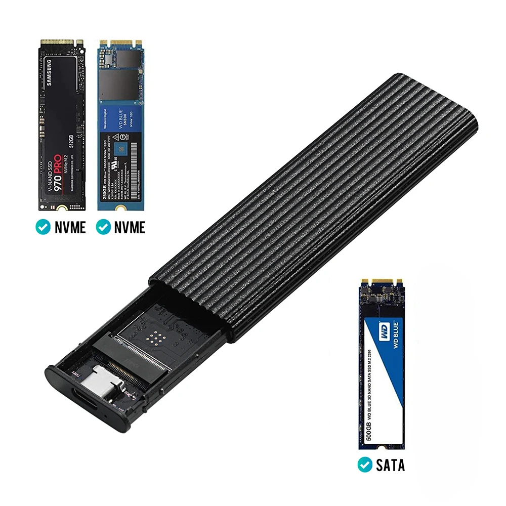 Dual Protocol M2 NVMe/SATA SSD Case 10Gbps HDD Box M.2 NVME NGFF SSD to USB  3.1 Enclosure Type-C to Type-A for M.2 Hard Disk