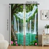 2pc, Party Window Curtains Forest waterfall pattern Fabric,Without Electricity Birthday Party Applies to aesthetic room decor 5