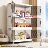 4 Tier Plastic Storage Containers with Doors & Wheels Foldable Organization Folding Storage Boxes for Living Room Bedroom Office 4