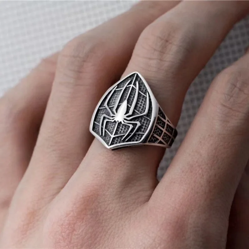 Silver Ring Personality Spider Design Vintage 925 Sterling Silver Man Party Ring Jewelry Birthday Gifts Never Fade