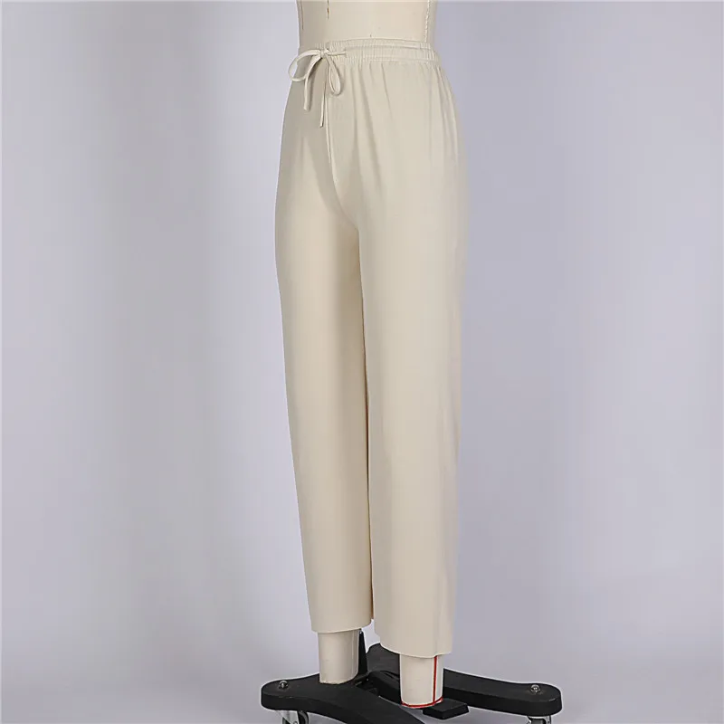  Snoly Women's Summer Ice Silk Pants High Waist Wide Leg Full  Length Loose Casual Sweatpants (Beige, X-Small, x_s) : Clothing, Shoes &  Jewelry