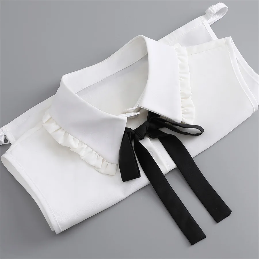 

Girls Bowknots Lapel Shirt Detachable Collar Autumn Sweater Blouse Fake Collar Girls Removable Shirt Neck False Collar Decor