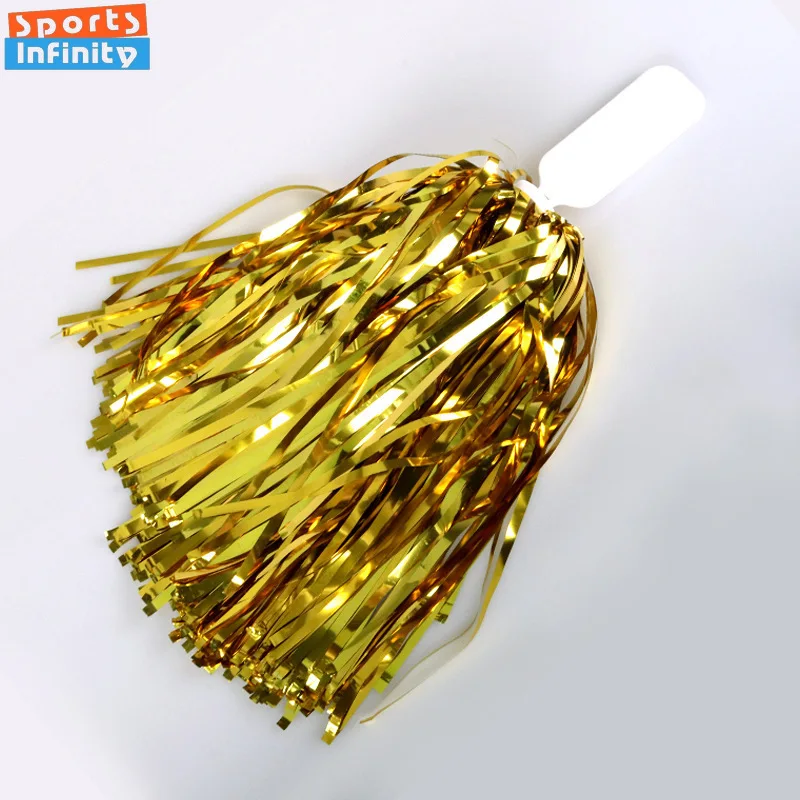 Children's Cheerleading Pom Poms with Handle Cheer Balls Gold Yellow Pink Red Green Blue for Women Girl Kids Pompoms Accessories