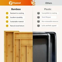 Adjustable Expandable Bamboo Drawer Organizer for Kitchen,Bedroom or Living Room-Ideal for Organizing Cutlery,Silverware& Knives 2