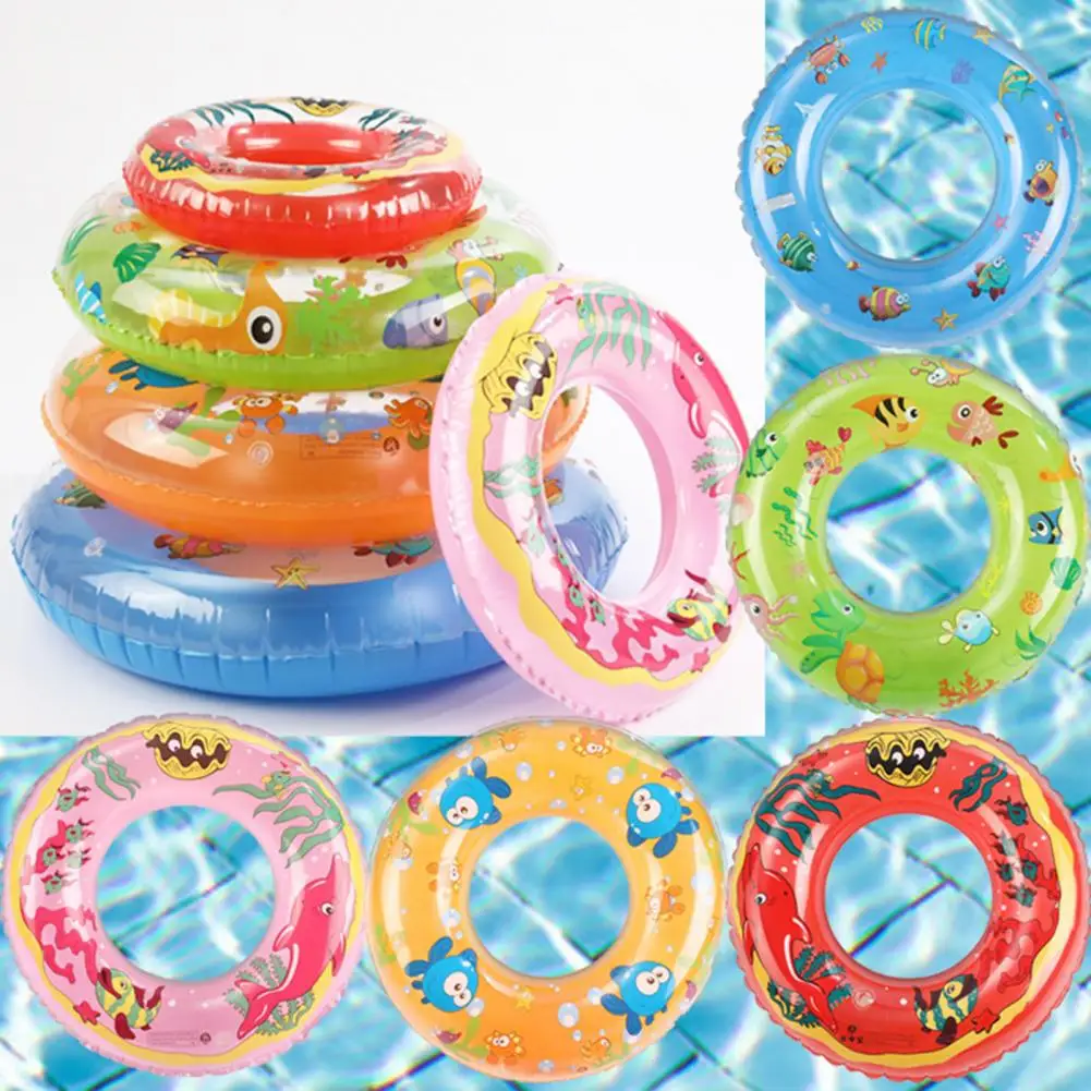

Swimming Ring Strong Buoyancy Good Sealing Cartoon Inflatable Water Entertainment Kid Colorful Swimming Circle Beach Supply