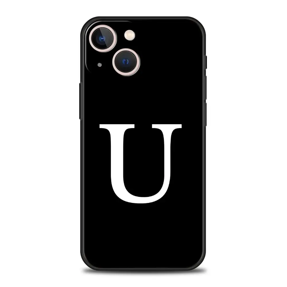 Elegant Customizable Initial Letter Black Phone Case - Luxury Fashion Cover
