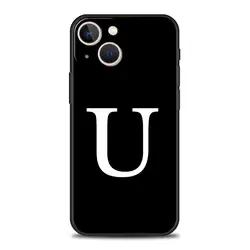 Elegant Customizable Initial Letter Black Phone Case - Luxury Fashion Cover for iPhone 12 (A5)
