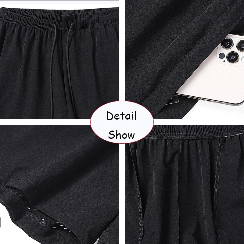 Summer Men Outdoors Sport Joggers Fitness Quick Dry Shorts Men Ice Silk Elastic Waist Breathable Straight Loose Short Male 8XL 6