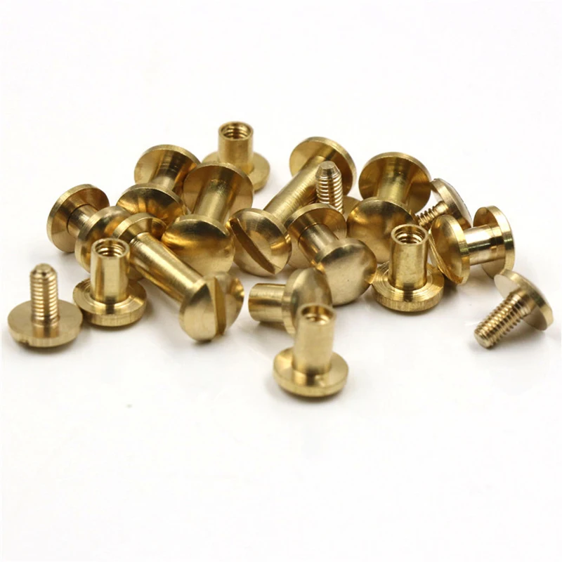 10pcs Solid Brass Binding Chicago Screws Nail Stud Rivets For Photo Album Leather Craft Studs Belt Wallet Fasteners 8mm Dome Cap
