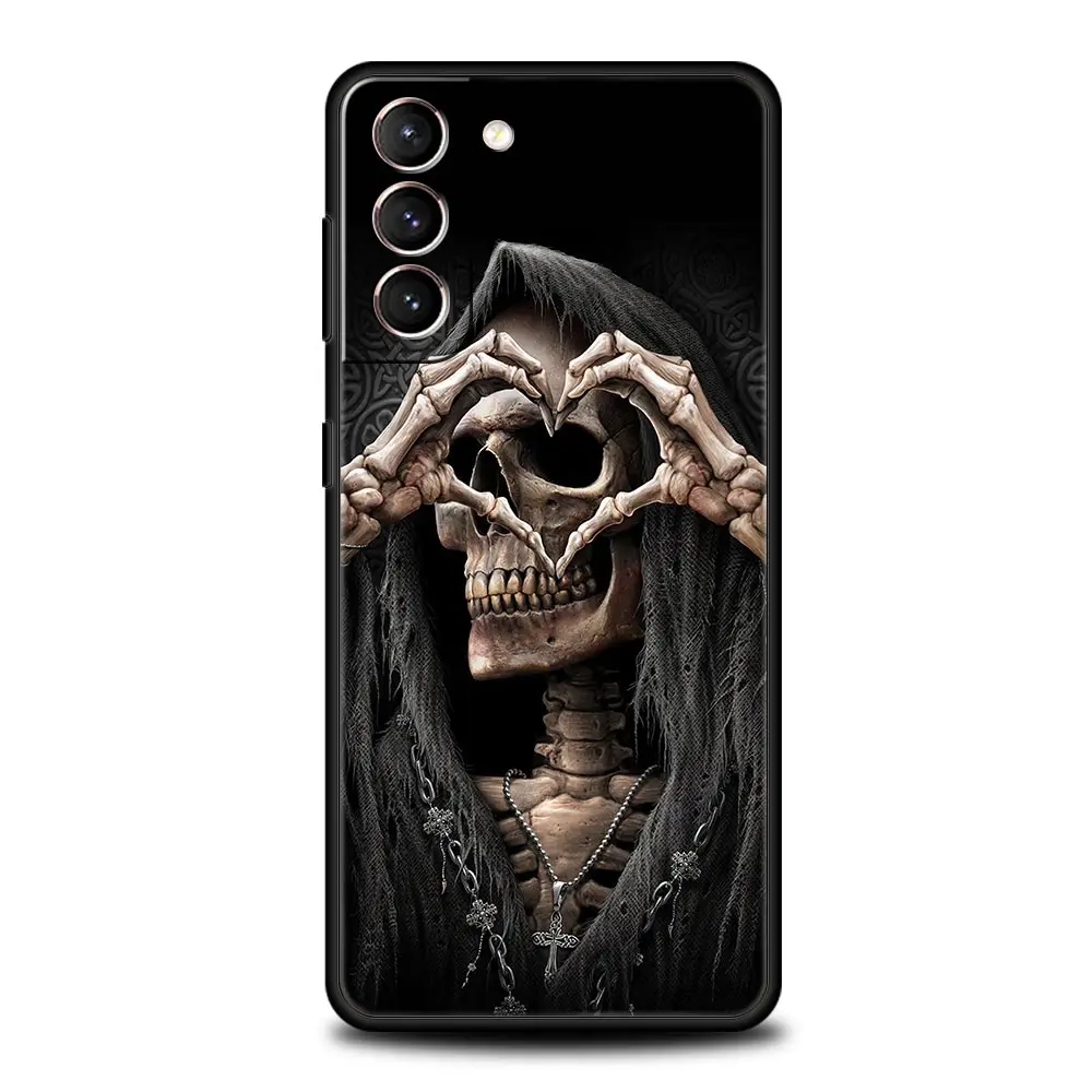 Grim Reaper Skull Skeleton Soft Black Phone Case