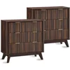 32" Tall Fluted Nightstand Set of 2, Modern Side Table, 3 Drawers End Table w/Storage, Bedside for Bedroom, Nightstands 1