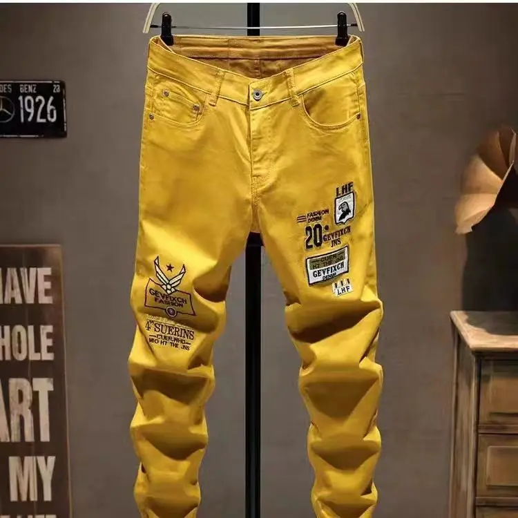 2025 Men's Jeans Korean Spring Autumn Clothes New Men Trousers Fashion Casual Straight Leg Slim fit Style Stretching Pants 3
