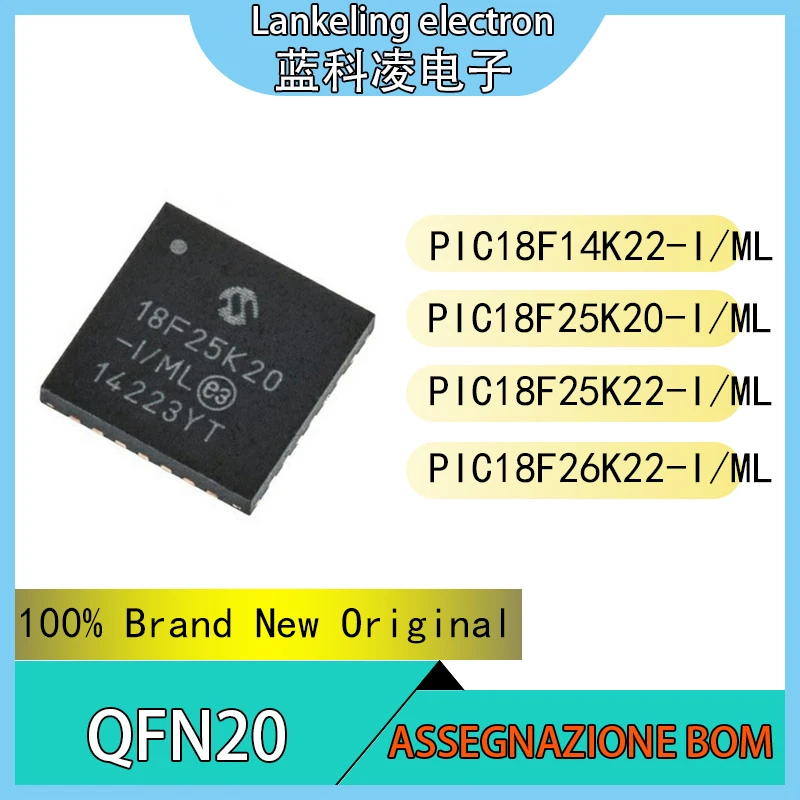 

PIC18F14K22-I/ML PIC18F25K20-I/ML PIC18F25K22-I/ML PIC18F26K22-I/ML 100% Brand New Original Integrated circuit QFN20