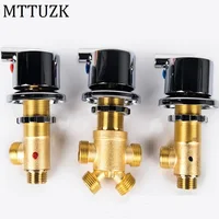 Solid Brass Chrome Finish Bathtub Hot & Cold Water Control Valve Faucet Bath Shower Mixer Bathtub 3 Piece Set Switch Valves 1