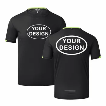 T-shirt girocollo estiva da uomo ad asciugatura rapida con logo personalizzato ricamo stampa top con scollo per sport all'aria aperta