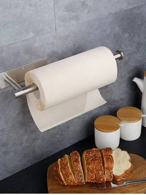 Paper Towel Holder Under Kitchen Cabinet Self Adhesive Towel Paper Holder  Stick On Wall SUS304 Stainless Steel - AliExpress