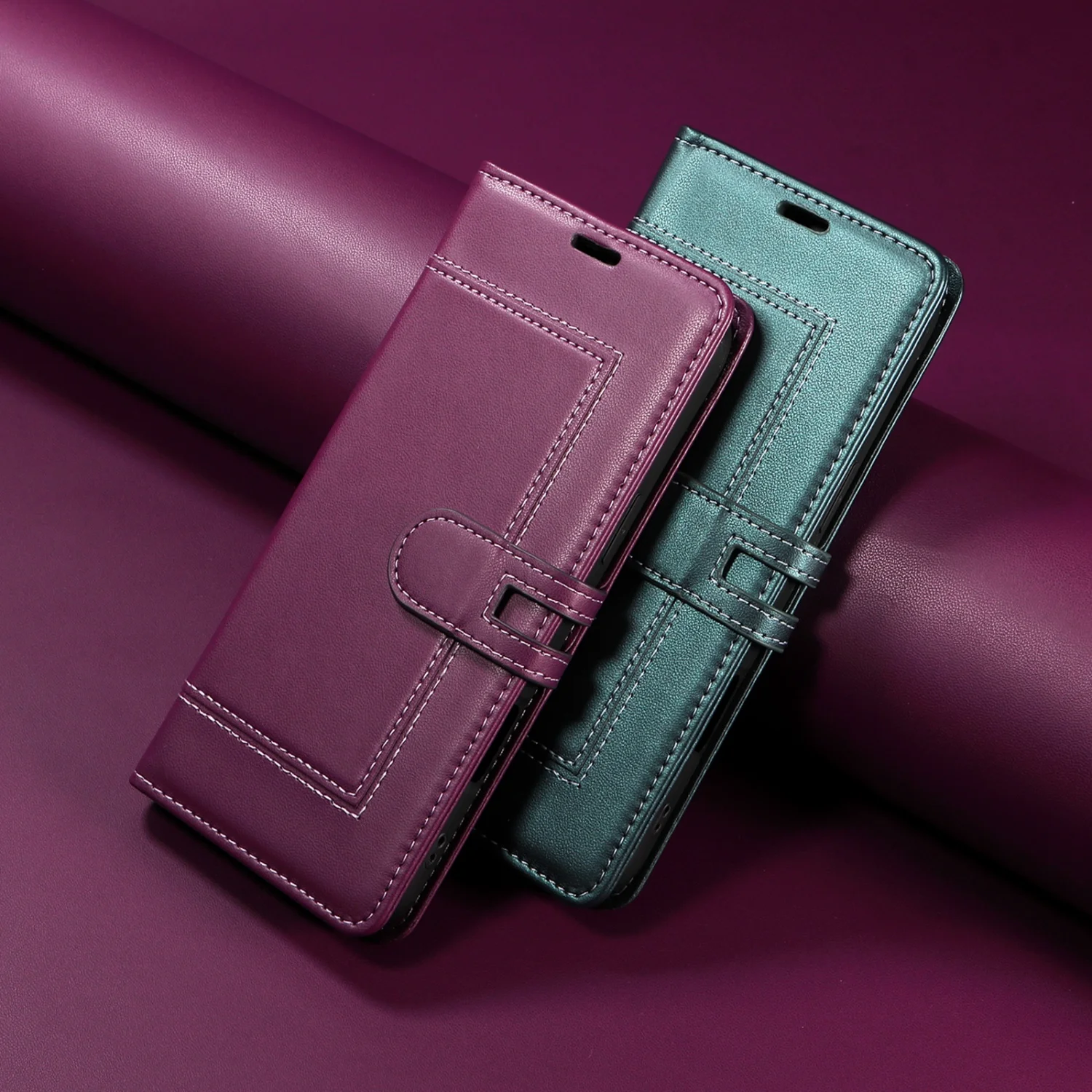 Premium PU Leather Flip Wallet Phone Case - Universal Design