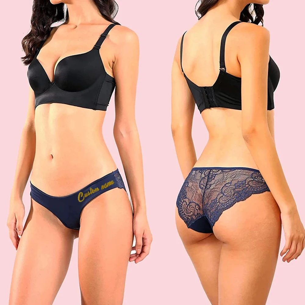 Maßge schneiderte Tangas Höschen mit Name Stickerei Persönlichkeit Dessous Hochzeit Flitter wochen Brautjungfer Braut Frau Unterwäsche Geschenke – Detail 3