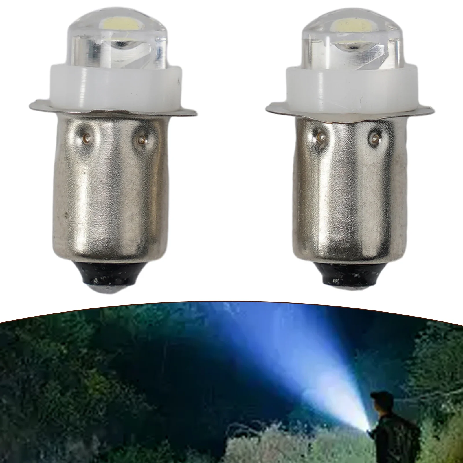 2pc 3/4.5/6V 0.5W 6000K White LED P13.5S Replacement Bulb Torch For Flashlight Torch Torches Work Light Camping Emerg Ency Light