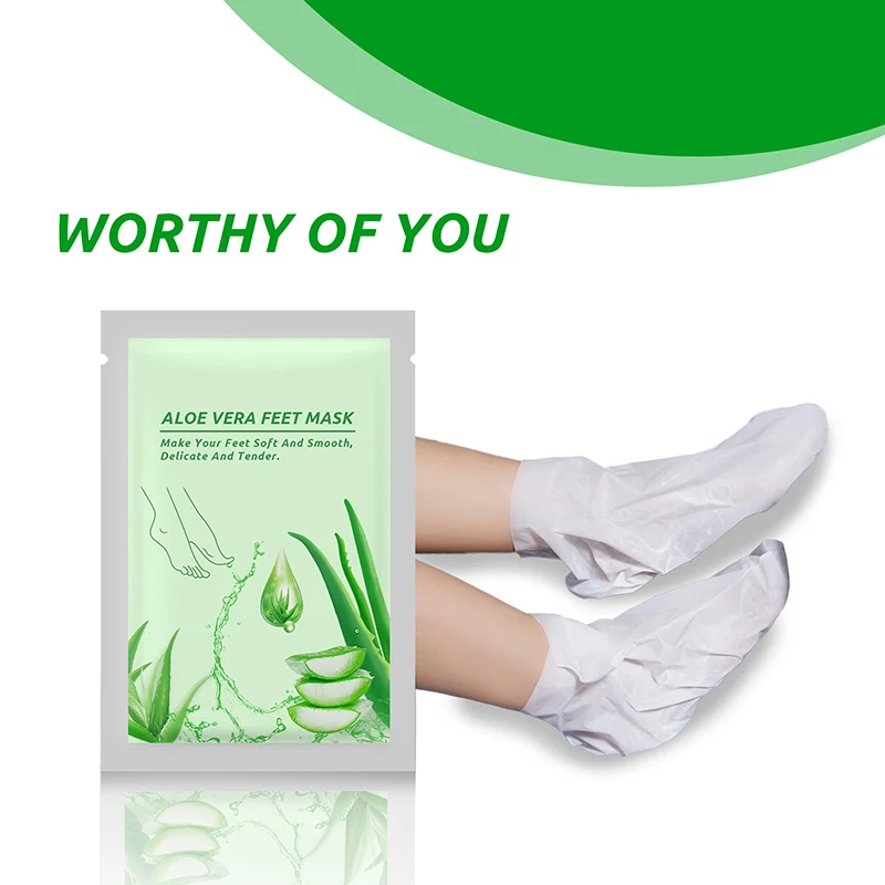 2PCS/Bag Aloe Vera Feet Exfoliating Foot Mask Pedicure Socks For Feet Mask Remove Dead Skin Heels Foot Peeling Skin Spa foot peel mask