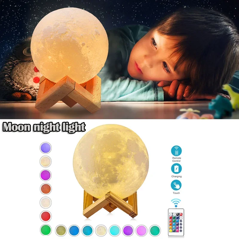 

LED Moon Lamp Nightlight Fairy Table Bedroom Bedside Cute Birthday Touch Decoration Christmas Gifts Kids Night Lights For Room