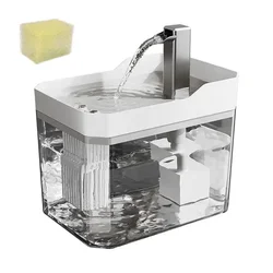 Transparent Cat Water Fountain with Auto Filter and Recirculating Dispenser - 1.5L (White)