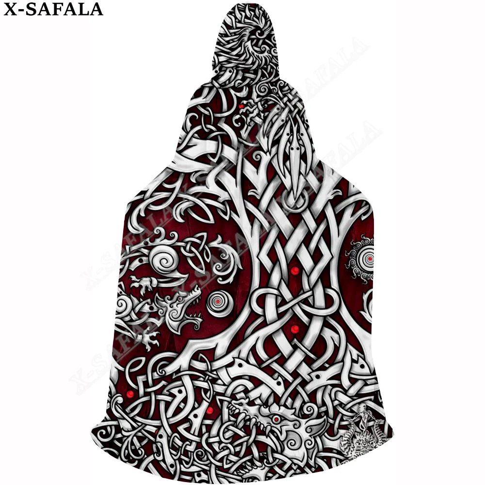 

Тонкая накидка с капюшоном для косплея, аксессуар для костюмированной вечеринки в стиле викингов, с 3d-наклейкой, реквизит для детей и взрослых, на Хэллоуин и Рождество, 1