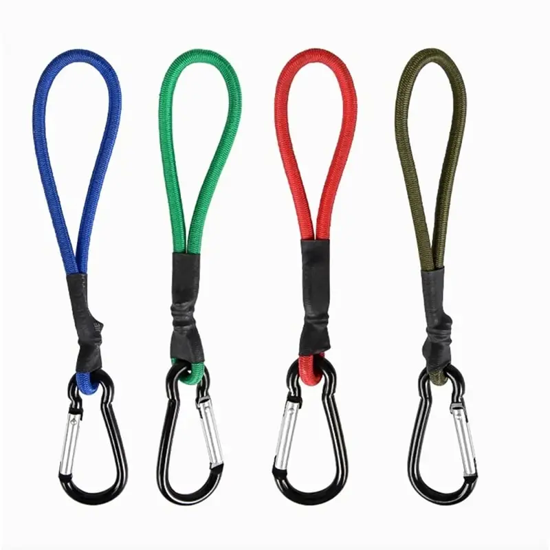 Tent Elastic Rope Cord Hook Fixation Elastic Stretch Rope Outdoor Tool Canopy Tarp Fixing Cords String with Carabiner 1 Piece
