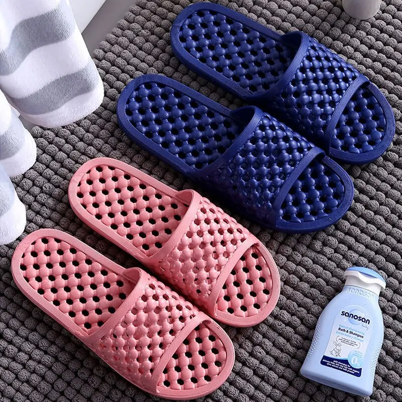 Men's Bathroom Non-slip Flip Flops Bath Slippers Indoor Home Summer Soft Comfortable Couple Family Flat Shoes Hotel Sandals