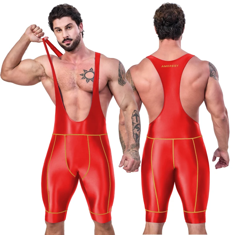 Satin glossy Cycling vest with a five part pants smooth tight running jumpsuit swimming pants Bicycle Road Shock Absorbing Bibs