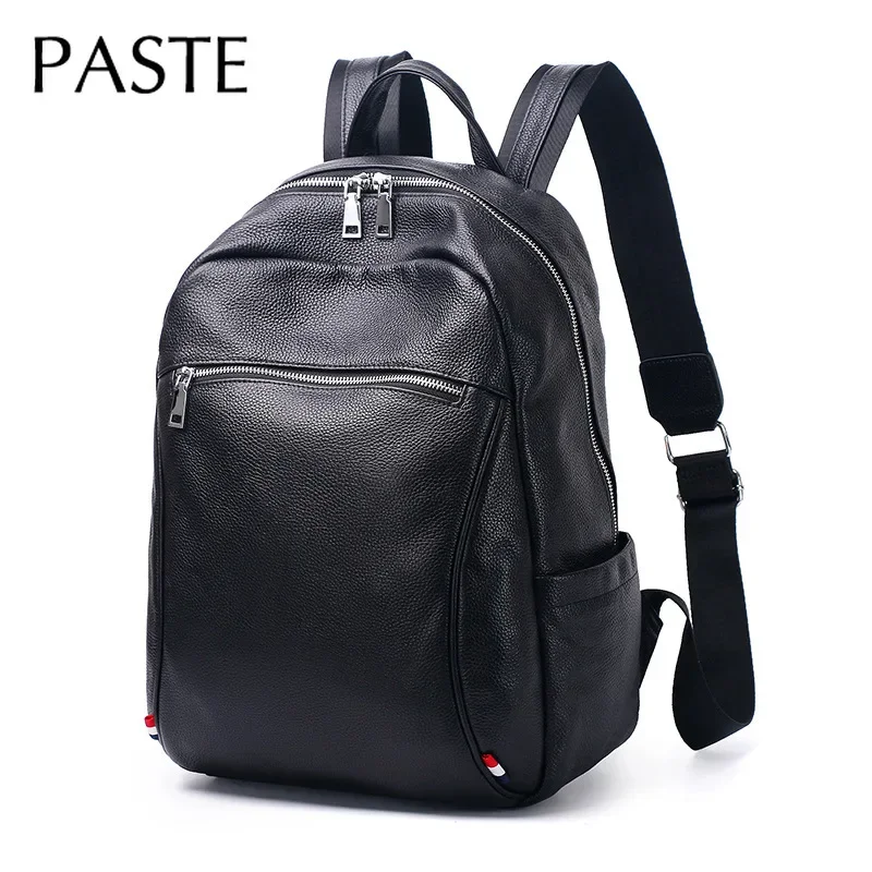 2024 Black Fashion Genuine Cow Leather Men's Backpack Male Laptop Man Business Bagpack High Quality Shool Bags for Teenager Boys 2