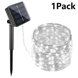 LED Solar String Fairy Lights - Outdoor Waterproof Decorative Garlands for Patio, Garden, and Celebrations (White)