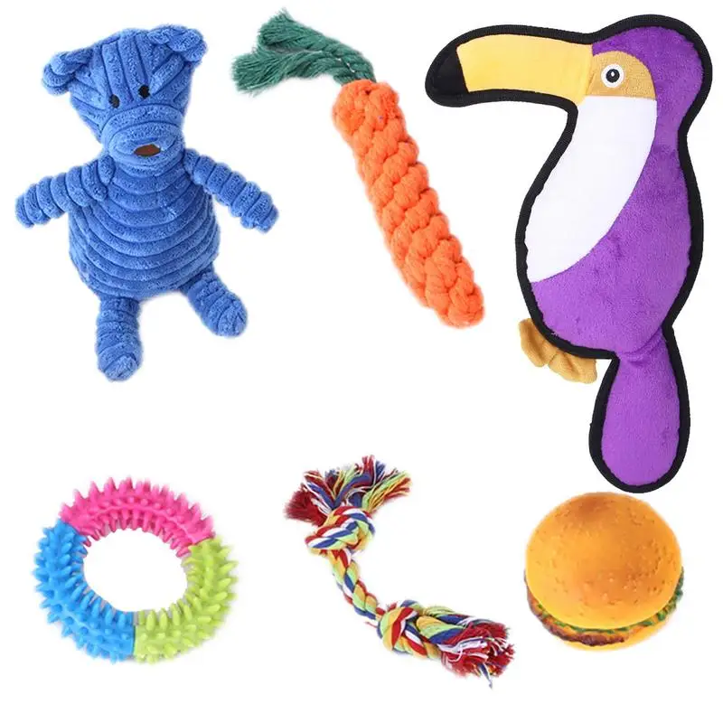 

Dog Toy Set 6PCS Puppy Cleaning Teeth Chew Toy Durable Bite Resistant Dog Teething Toys Pet Supplies
