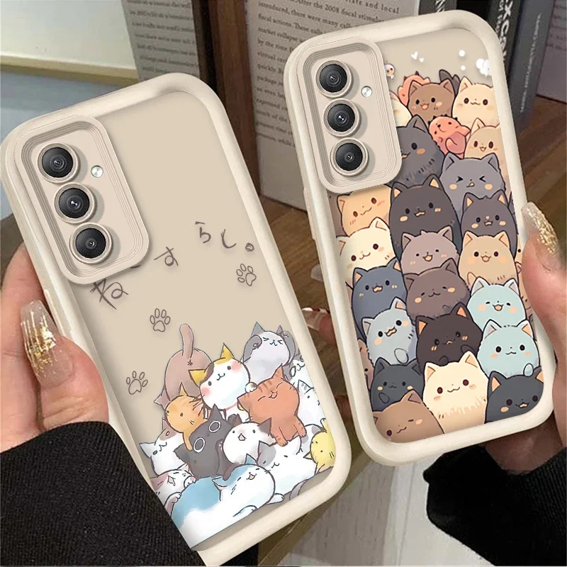 Coque pour Samsung Galaxy A35 A55 A15 A25 A16 A06 A05 A05S A24 A13 A23 A12 A22 A32 A52 A71 A51 4G Graffiti Petit Chat Mignon Couverture_voghion.com