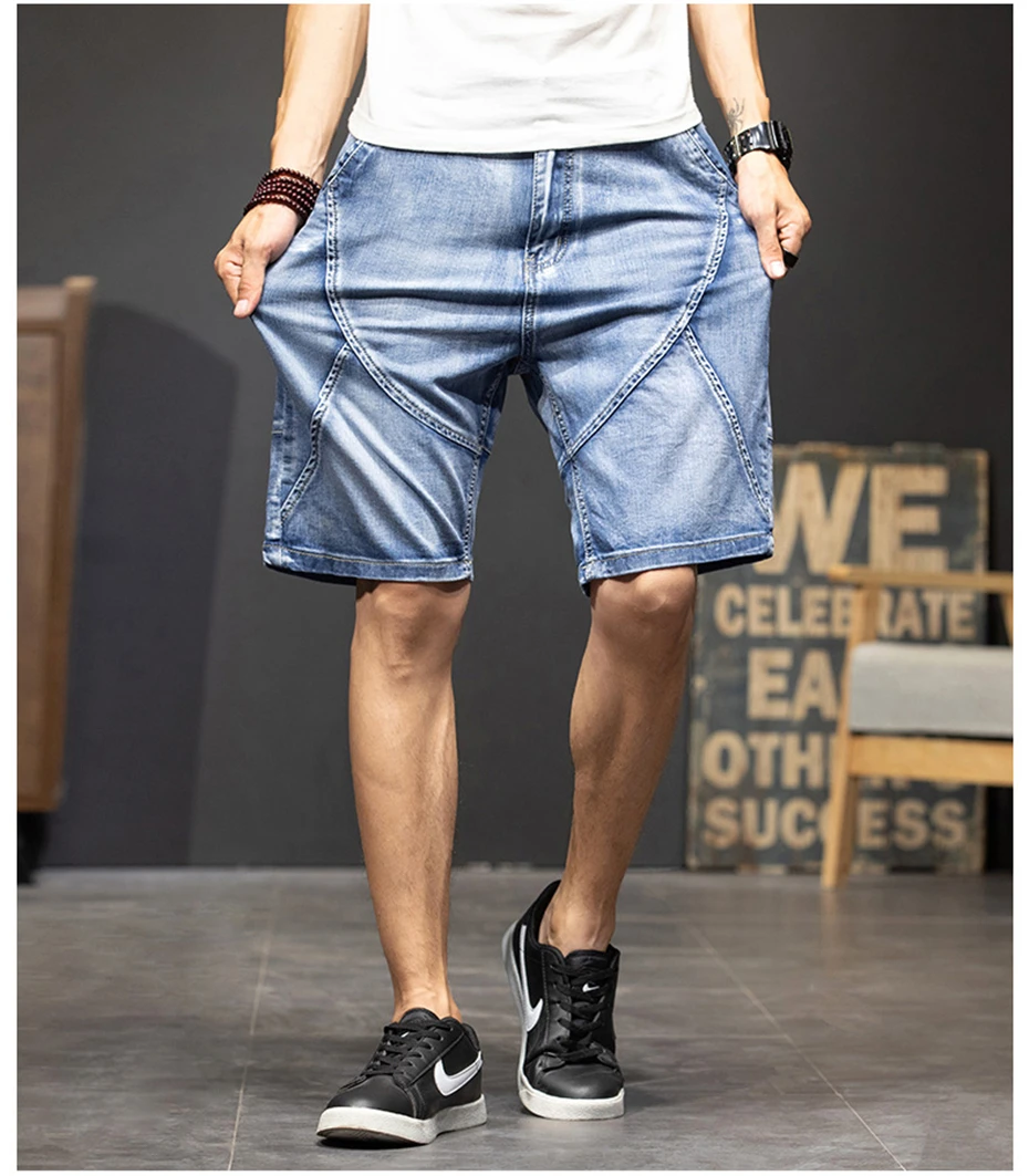 Plus Szie 44 Denim Shorts Men Summer Jeans Shorts Baggy