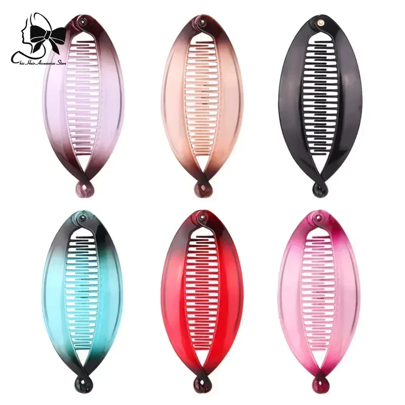 

Women's Basic Large Spray Painted Hairpin Girl's Ponytail Banana Hair Clips Clincher Combs 49Color