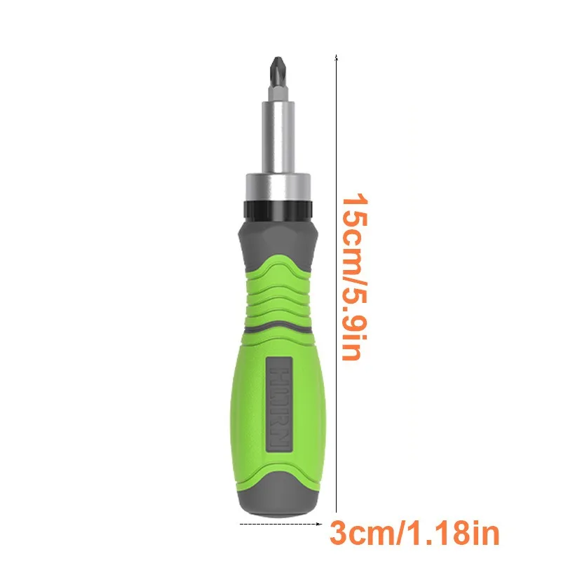 Compact Dual-Purpose 10-in-1 Screwdriver Set with Crosshead Ratchet