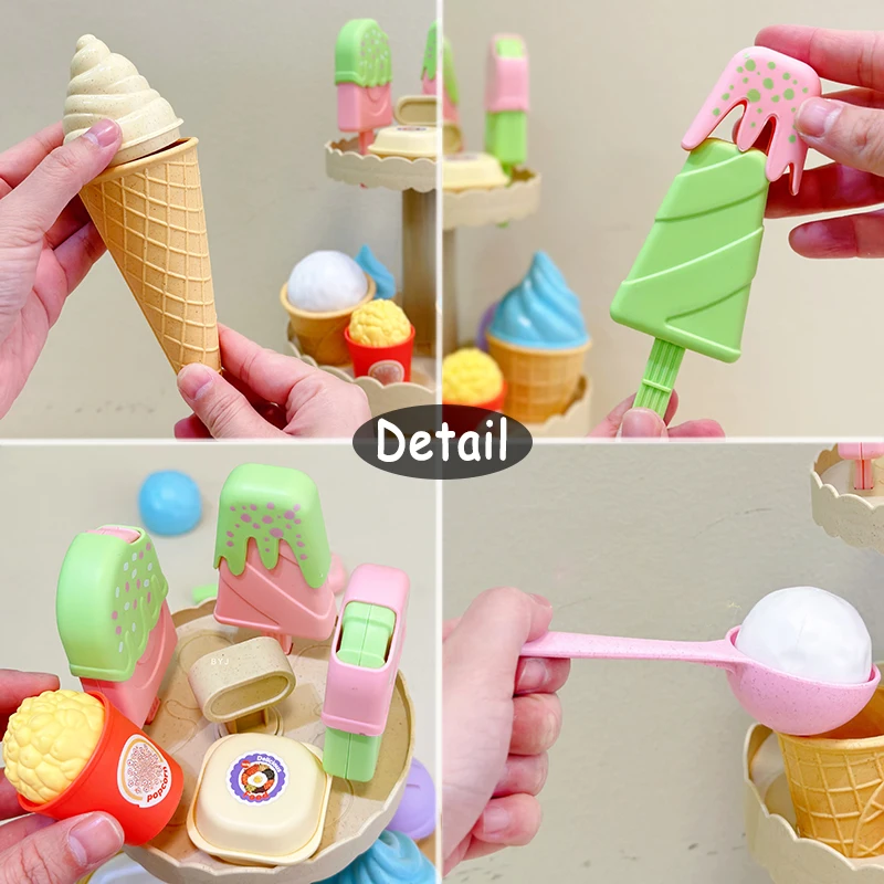 Baby Ice Cream Toys Set Simulation Make Afternoon Tea Dessert Pretend Play Food Game Play House Party Activities Games Girl Toy