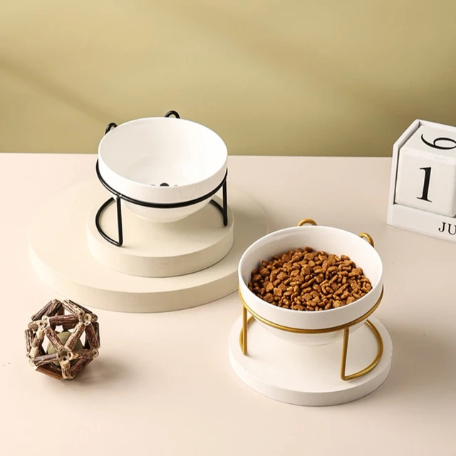 Ceramic Bowl for Kittens and Puppies 500ML Pet Water Feeder Cat Food Dispenser with Elevated Stand Ideal Cat Accessory Feeding 6