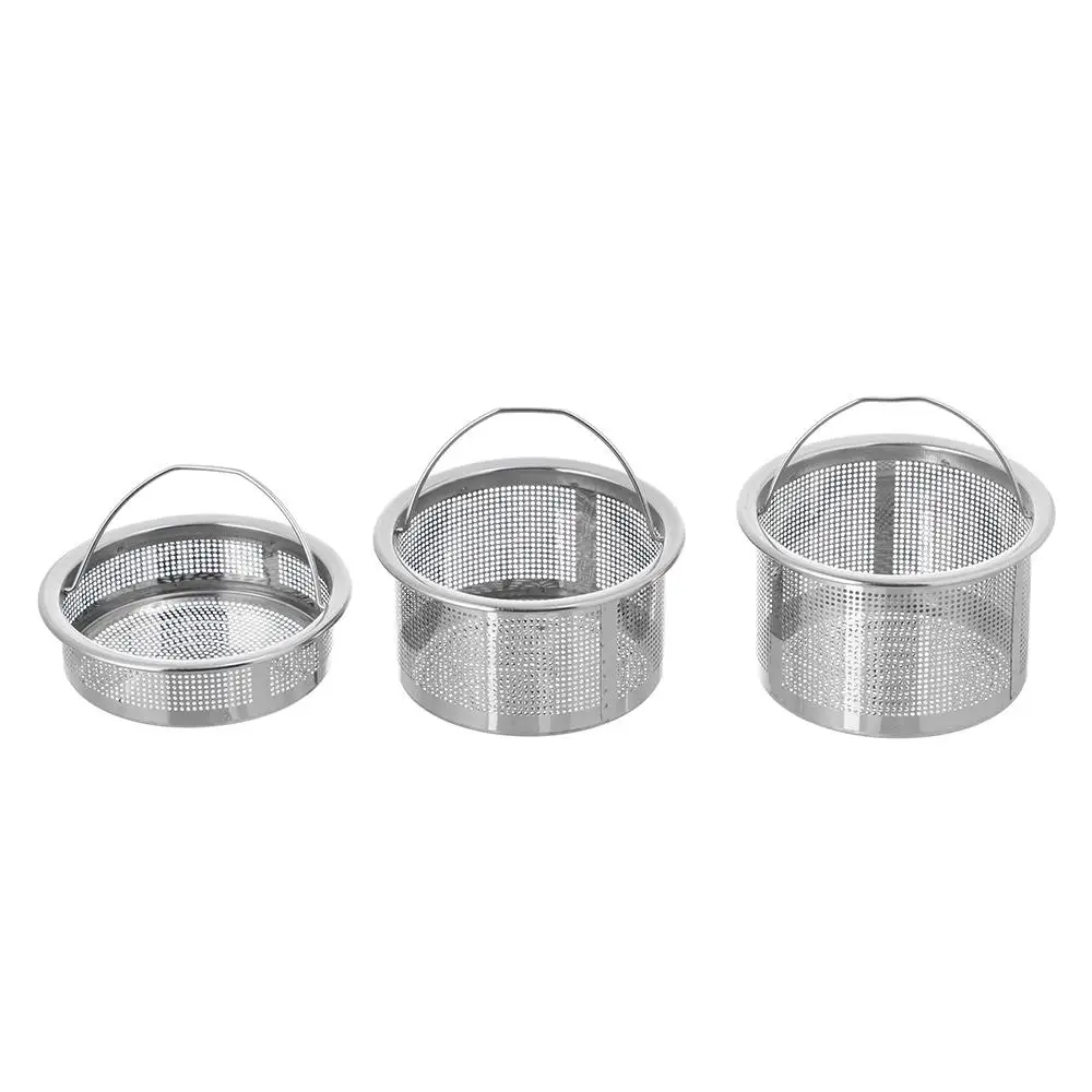 Sink Stainless Steel Strainer Stopper Kitchen Bathroom Floor Drain Hair Filter Basket Anti-Blocking