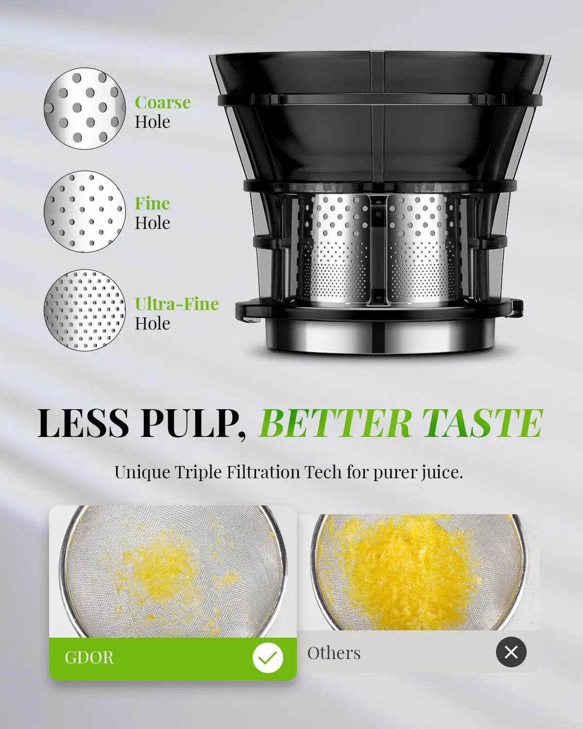 Press Juicer Machines, 5.3" Extra Feed Chute Masticating Juicer Fit Whole Vegetable and Fruit, Self Feeding Slow Pure Juicer Eas 5