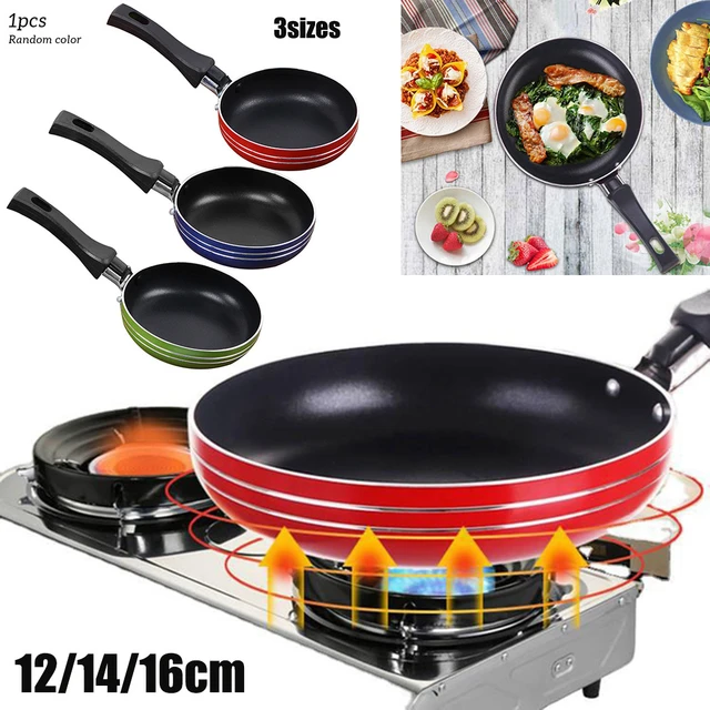 12cm/14cm/16cm Mini Frying Pan Non-Stick Thickened Stainless Steel Frypan  Pot Fried Eggs Saucepan Random Color Kitchen Cookware - AliExpress
