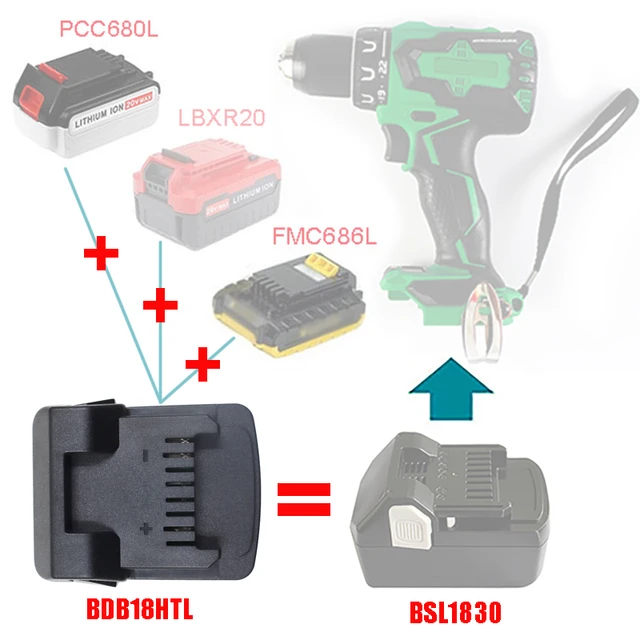 Adapter for Hitachi & Hikoki 18V Li-Ion Battery Convert to Bosch PBA 18V  Battery