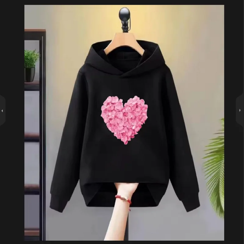 סוודר ילדים סתיו חורף בגדים חמים לבנות מצחיקות הדפס לב חולצה עליונה יומית ספורטיבית רפורמה