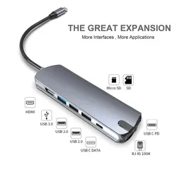 Enhanced USB - C 9 - in - 1 Docking Station with 4K HDMI, 100W Power Delivery, Ethernet, SD/TF Slots, and USB 3.0 Hub (9 in 1 HUB)
