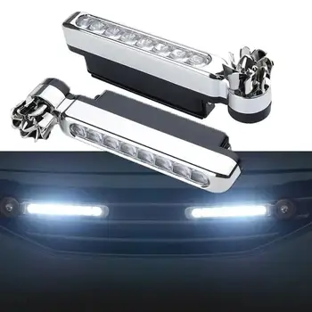 Luci di marcia diurna a LED per auto alimentate al vento Illuminazione ausiliaria automatica creativa Lampada con ventola di rotazione Fari diurne per automobili